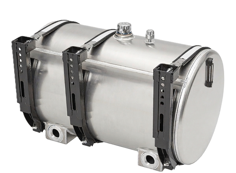 Tanque cilíndrico de aluminio de 75 galones por minuto (GPM), con visor lateral de nivel/temperatura y tapa de ventilación. Tapón de drenaje magnético inferior.