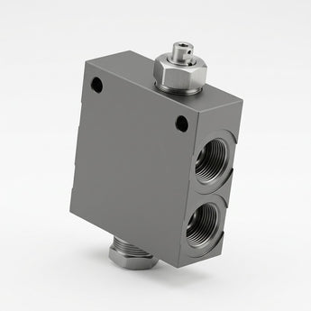 Line Mount Manifold Dual Cushion lock Counterbalance Cartridge Valve Assembly with anti-cavitation checks, SAE 12  Block, SUN